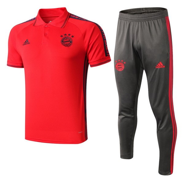 Polo Ensemble Complet Bayern 2019-20 Rouge Gris